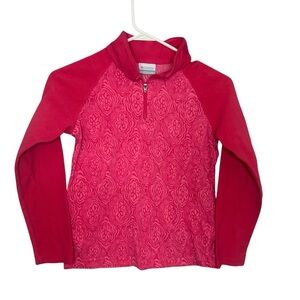 Columbia Fleece quarter zip sweatshirt floral medium 10/12 pink